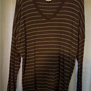 CAbi Purple/Gray Striped Comfy Tee